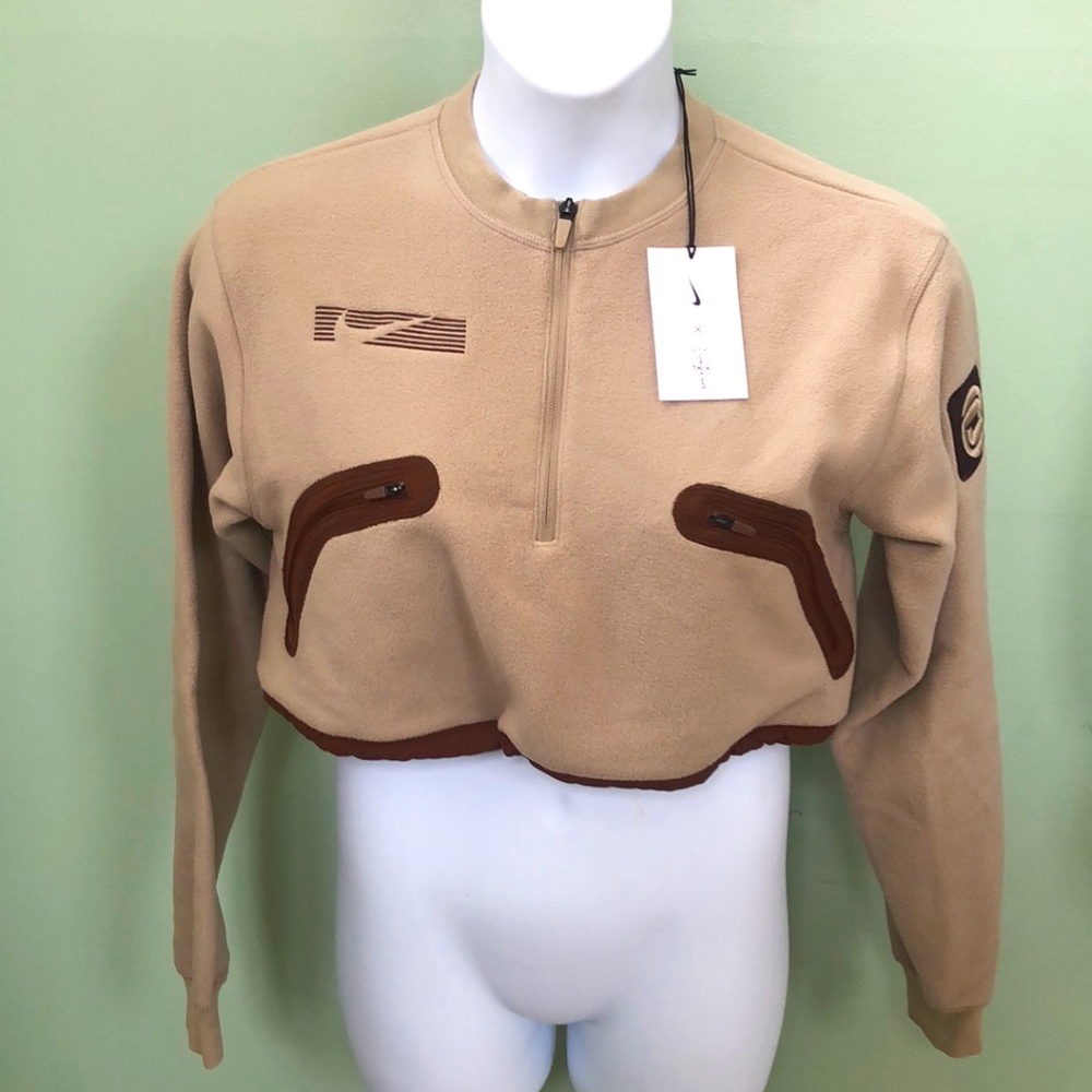 Travis Scott Cactus Jack Brown Size M Basic Crop Jacket / Nike Women's X - Picture 2 of 9